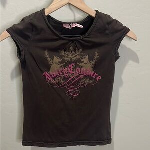 Vintage Juicy Couture Top Tshirt Blouse Logo Scottie Dog Girls Kids Brown Y2K